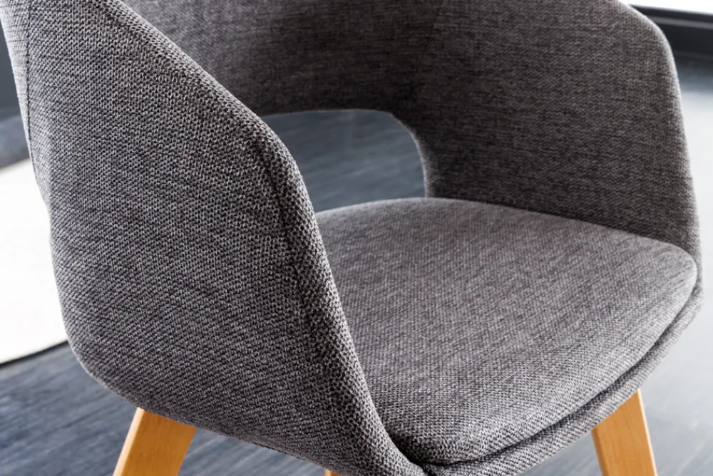 Riess-Ambiente Skandinavisch|Retro Möbel > Design Stuhl NORDIC STAR grau Strukturstoff Massivholz mit Armlehne gepolstert