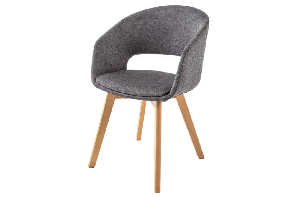 Riess-Ambiente Skandinavisch|Retro Möbel > Design Stuhl NORDIC STAR grau Strukturstoff Massivholz mit Armlehne gepolstert