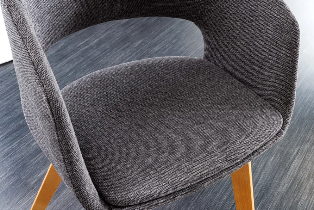 Riess-Ambiente Skandinavisch|Retro Möbel > Design Stuhl NORDIC STAR grau Strukturstoff Massivholz mit Armlehne gepolstert