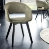 Riess-Ambiente Skandinavisch|Retro Möbel > Design Stuhl NORDIC STAR grün Strukturstoff Massivholz schwarz mit Armlehne gepolstert