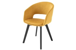 Riess-Ambiente Skandinavisch|Retro Möbel > Design Stuhl NORDIC STAR senfgelb Strukturstoff Massivholz schwarz mit Armlehne gepolstert