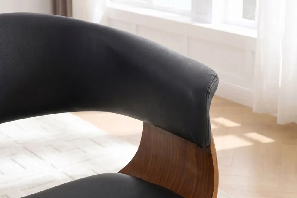 Riess-Ambiente Skandinavisch|Retro Möbel > Design Stuhl ORGANIC schwarz Walnuss Kunstleder mit Armlehnen