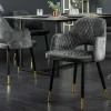 Riess-Ambiente Retro Möbel|Stühle > Design Stuhl PARIS grün Samt mit Armlehnen Ziersteppung goldene Fußkappen