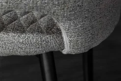 Riess-Ambiente Retro Möbel|Stühle > Design Stuhl PARIS hellgrau Strukturstoff mit Armlehnen Ziersteppung goldene Fußkappen