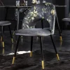 Riess-Ambiente Retro Möbel|Stühle > Design Stuhl PRÊT-À-PORTER grau Samt florales Muster und goldene Fußkappen