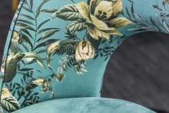 Riess-Ambiente Retro Möbel|Stühle > Design Stuhl PRÊT-À-PORTER türkis Samt florales Muster und goldene Fußkappen