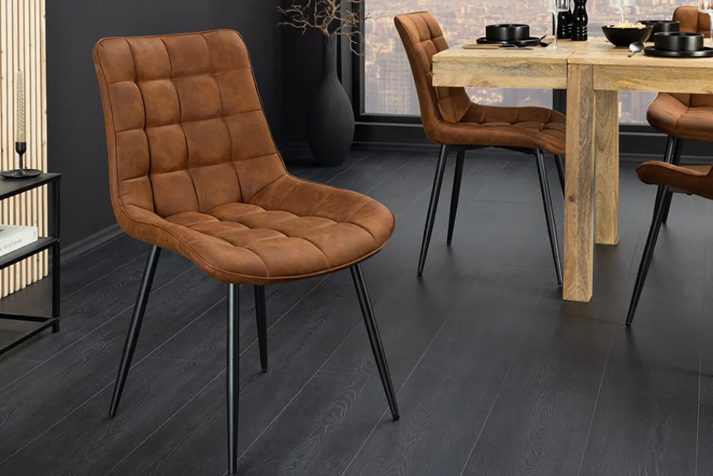 Riess-Ambiente Skandinavisch|Stühle > Design Stuhl ROADSTAR antik braun schwarze Metallbeine