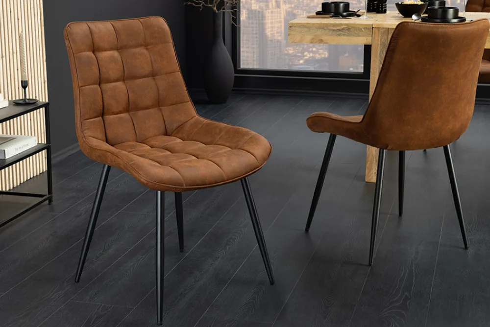 Riess-Ambiente Skandinavisch|Stühle > Design Stuhl ROADSTAR antik braun schwarze Metallbeine