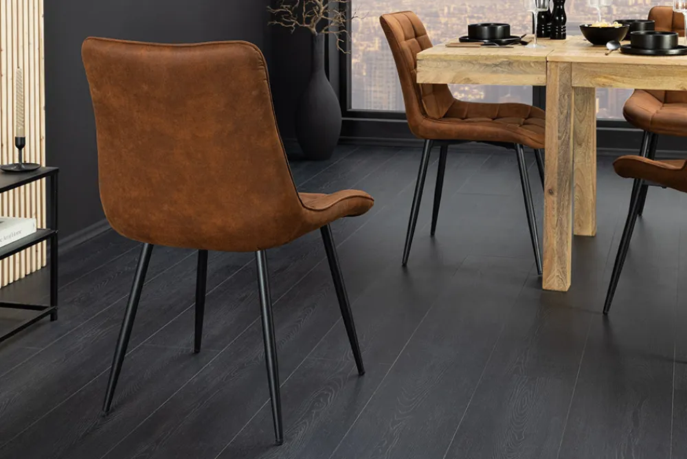 Riess-Ambiente Skandinavisch|Stühle > Design Stuhl ROADSTAR antik braun schwarze Metallbeine