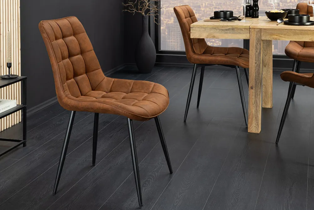 Riess-Ambiente Skandinavisch|Stühle > Design Stuhl ROADSTAR antik braun schwarze Metallbeine
