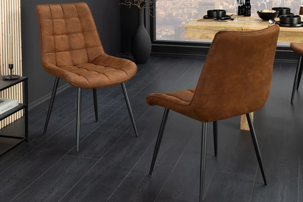Riess-Ambiente Skandinavisch|Stühle > Design Stuhl ROADSTAR antik braun schwarze Metallbeine