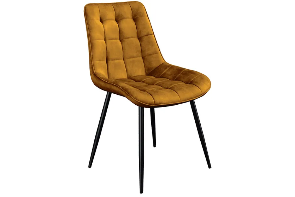 Riess-Ambiente Stühle|Samt Möbel > Design Stuhl ROADSTAR senfgelb Samt schwarze Metallbeine
