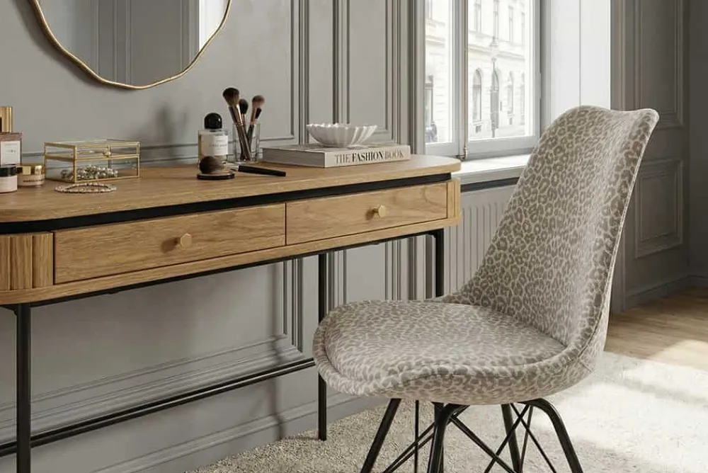 Riess-Ambiente Skandinavisch|Retro Möbel > Design Stuhl SCANDINAVIA MEISTERSTÜCK beige grau Chenille schwarz Metallgestell