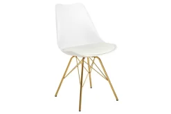 Riess-Ambiente Goldene Möbel|Skandinavisch > Design Stuhl SCANDINAVIA MEISTERSTÜCK weiß goldene Beine