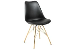 Riess-Ambiente Goldene Möbel|Skandinavisch > Design Stuhl SCANDINAVIA MEISTERSTÜCK schwarz goldene Beine