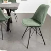 Riess-Ambiente Skandinavisch|Retro Möbel > Design Stuhl SCANDINAVIA MEISTERSTÜCK grün Cord schwarz Metall-Gestell