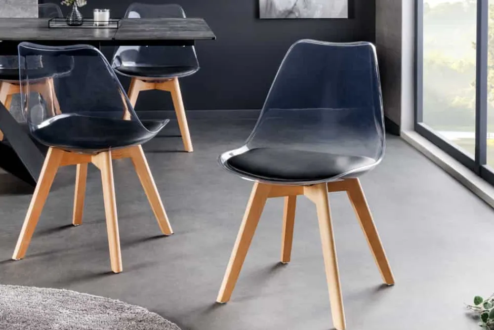 Riess-Ambiente Skandinavisch|Stühle > Design Stuhl SCANDINAVIA MEISTERSTÜCK transparent schwarz Kunststoff Buchenholz natur
