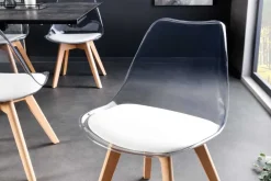 Riess-Ambiente Skandinavisch|Stühle > Design Stuhl SCANDINAVIA MEISTERSTÜCK transparent weiß Kunststoff Buchenholz natur