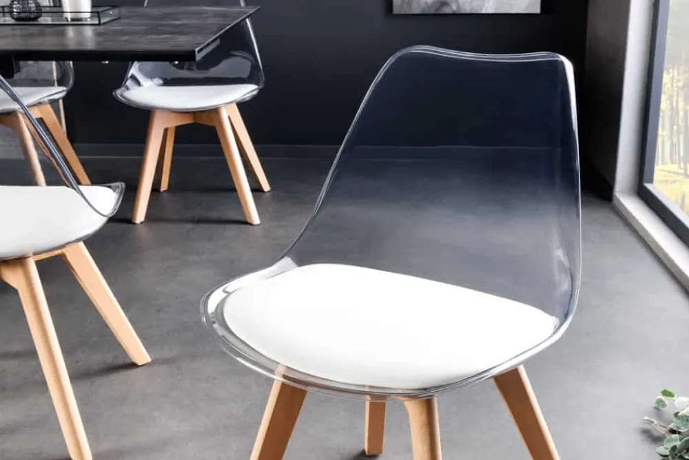 Riess-Ambiente Skandinavisch|Stühle > Design Stuhl SCANDINAVIA MEISTERSTÜCK transparent weiß Kunststoff Buchenholz natur