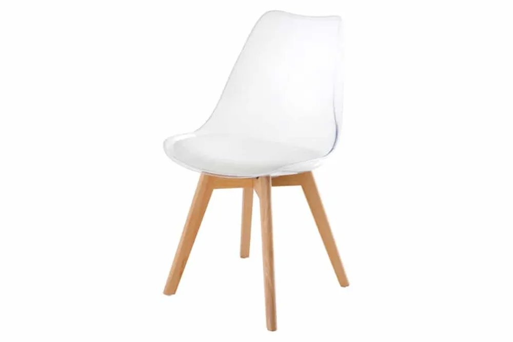 Riess-Ambiente Skandinavisch|Stühle > Design Stuhl SCANDINAVIA MEISTERSTÜCK transparent weiß Kunststoff Buchenholz natur