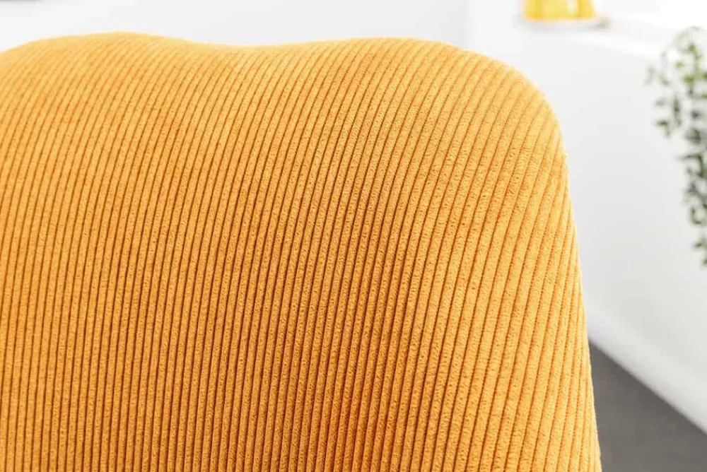 Riess-Ambiente Skandinavisch|Retro Möbel > Design Stuhl SCANDINAVIA MEISTERSTÜCK senfgelb Cord schwarze Metallbeine