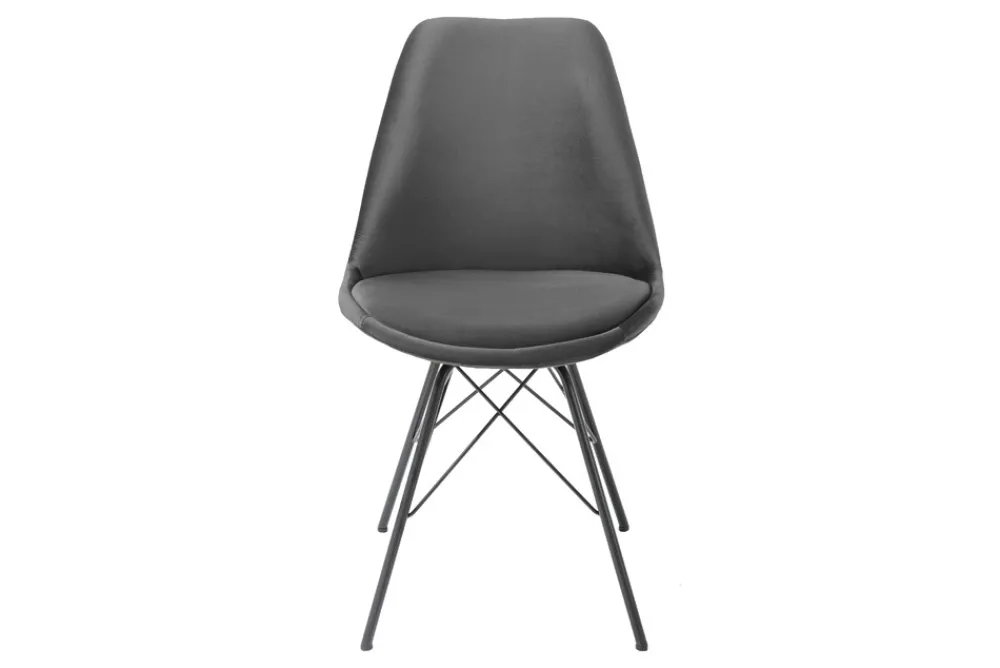 Riess-Ambiente Skandinavisch|Industrial Loft > Design Stuhl SCANDINAVIA MEISTERSTÜCK grau Samt schwarze Metallbeine