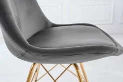 Riess-Ambiente Goldene Möbel|Skandinavisch > Design Stuhl SCANDINAVIA MEISTERSTÜCK dunkelgrau Samt goldene Beine