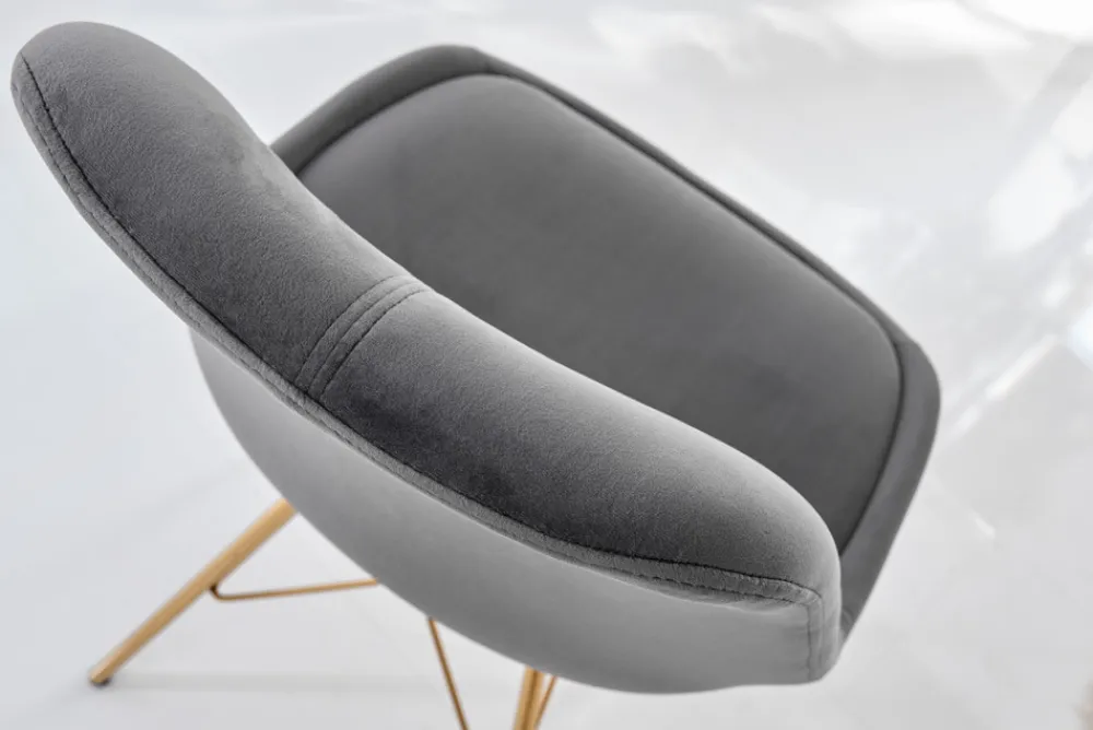 Riess-Ambiente Goldene Möbel|Skandinavisch > Design Stuhl SCANDINAVIA MEISTERSTÜCK dunkelgrau Samt goldene Beine