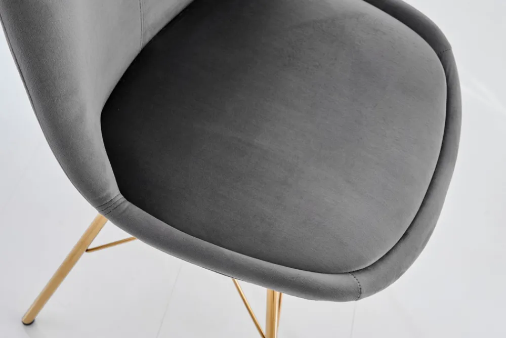 Riess-Ambiente Goldene Möbel|Skandinavisch > Design Stuhl SCANDINAVIA MEISTERSTÜCK dunkelgrau Samt goldene Beine