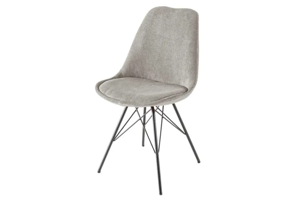 Riess-Ambiente Skandinavisch|Retro Möbel > Design Stuhl SCANDINAVIA MEISTERSTÜCK grau Cord schwarz Metall-Gestell