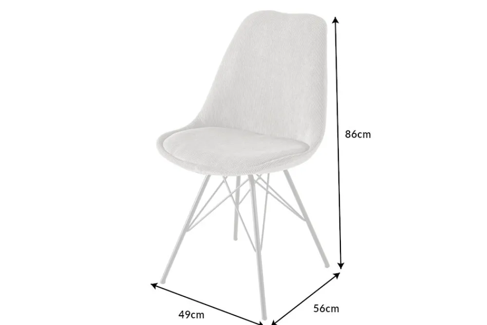 Riess-Ambiente Skandinavisch|Retro Möbel > Design Stuhl SCANDINAVIA MEISTERSTÜCK grau Cord schwarz Metall-Gestell