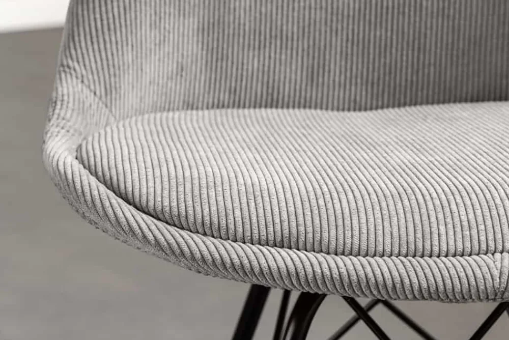 Riess-Ambiente Skandinavisch|Retro Möbel > Design Stuhl SCANDINAVIA MEISTERSTÜCK grau Cord schwarz Metall-Gestell