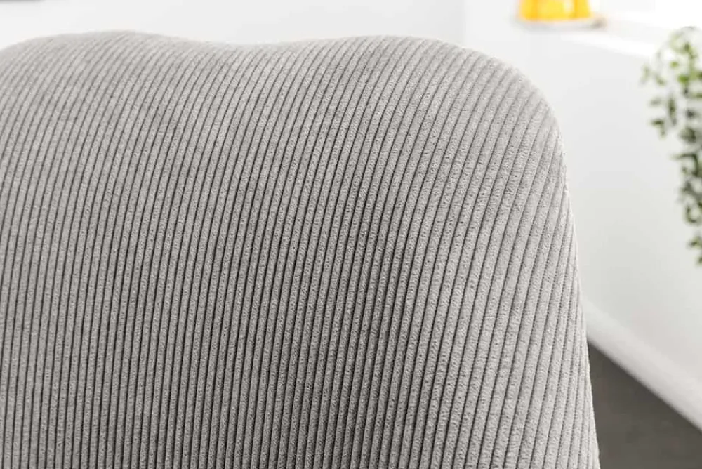 Riess-Ambiente Skandinavisch|Retro Möbel > Design Stuhl SCANDINAVIA MEISTERSTÜCK grau Cord schwarz Metall-Gestell