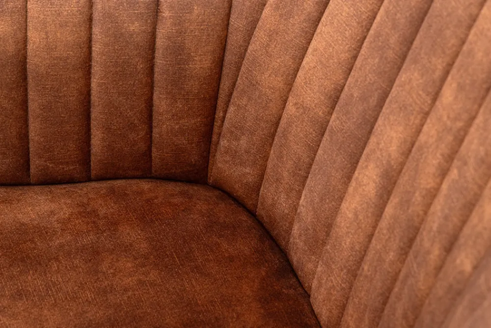 Riess-Ambiente Retro Möbel|Stühle > Design Stuhl TURIN rost braun Samt mit Ziersteppung und Armlehne schwarz Metall
