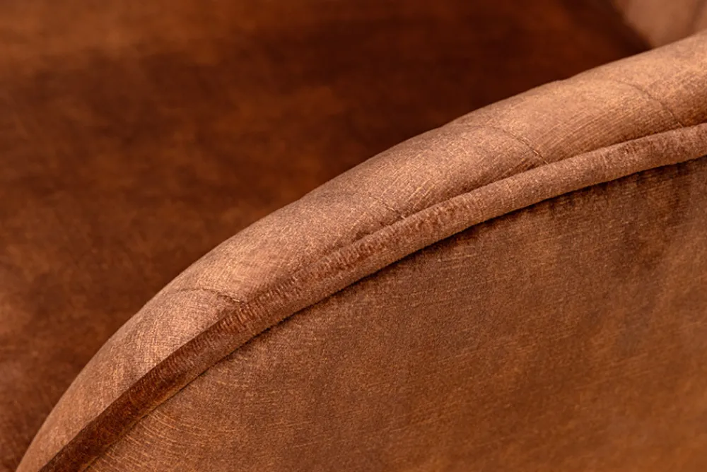 Riess-Ambiente Retro Möbel|Stühle > Design Stuhl TURIN rost braun Samt mit Ziersteppung und Armlehne schwarz Metall