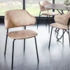 Riess-Ambiente Skandinavisch|Retro Möbel > Design Stuhl VOGUE champagner greige Samt schwarze Metallbeine