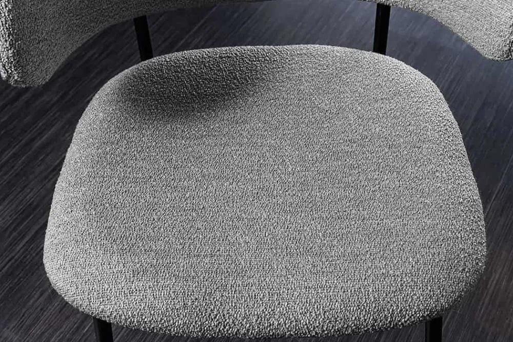 Riess-Ambiente Skandinavisch|Retro Möbel > Design Stuhl VOGUE grau Bouclé schwarze Metallbeine