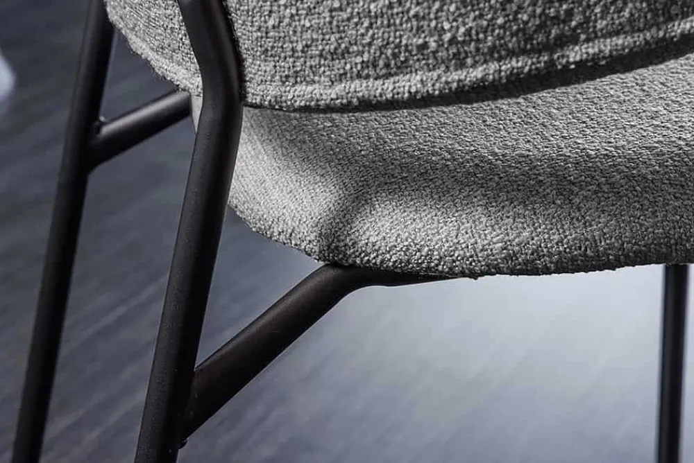 Riess-Ambiente Skandinavisch|Retro Möbel > Design Stuhl VOGUE grau Bouclé schwarze Metallbeine