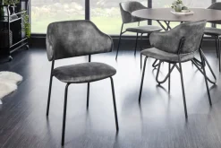 Riess-Ambiente Skandinavisch|Retro Möbel > Design Stuhl VOGUE grau Samt schwarze Metallbeine