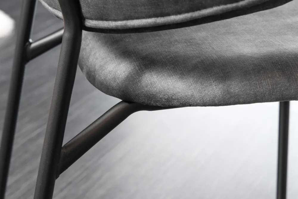 Riess-Ambiente Skandinavisch|Retro Möbel > Design Stuhl VOGUE grau Samt schwarze Metallbeine