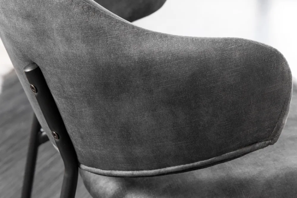 Riess-Ambiente Skandinavisch|Retro Möbel > Design Stuhl VOGUE grau Samt schwarze Metallbeine