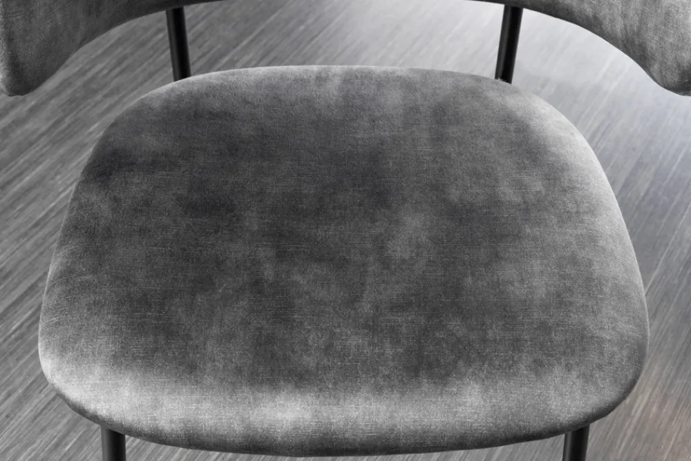Riess-Ambiente Skandinavisch|Retro Möbel > Design Stuhl VOGUE grau Samt schwarze Metallbeine