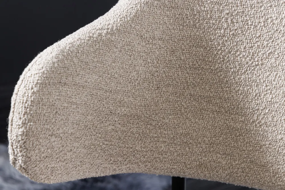 Riess-Ambiente Skandinavisch|Retro Möbel > Design Stuhl VOGUE greige Bouclé schwarze Metallbeine