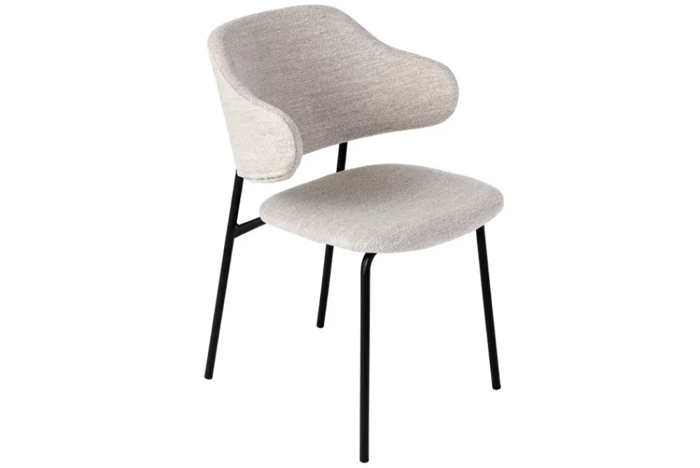Riess-Ambiente Skandinavisch|Retro Möbel > Design Stuhl VOGUE greige Bouclé schwarze Metallbeine