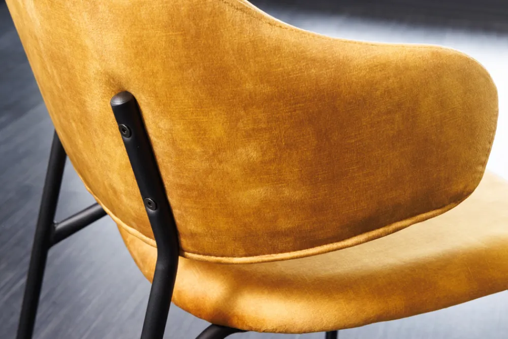 Riess-Ambiente Skandinavisch|Retro Möbel > Design Stuhl VOGUE senfgelb Samt schwarze Metallbeine