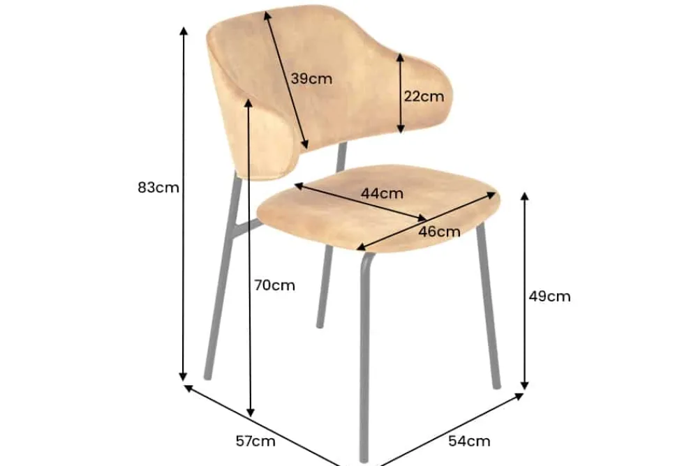 Riess-Ambiente Skandinavisch|Retro Möbel > Design Stuhl VOGUE senfgelb Samt schwarze Metallbeine
