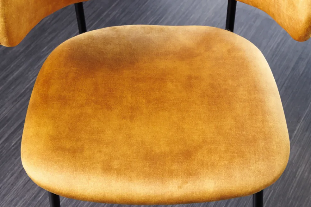 Riess-Ambiente Skandinavisch|Retro Möbel > Design Stuhl VOGUE senfgelb Samt schwarze Metallbeine