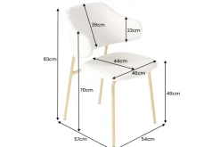 Riess-Ambiente Skandinavisch|Retro Möbel > Design Stuhl VOGUE weiß Bouclé goldene Metallbeine