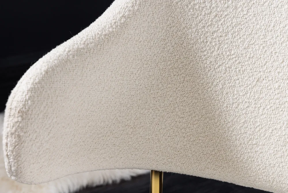 Riess-Ambiente Skandinavisch|Retro Möbel > Design Stuhl VOGUE weiß Bouclé goldene Metallbeine