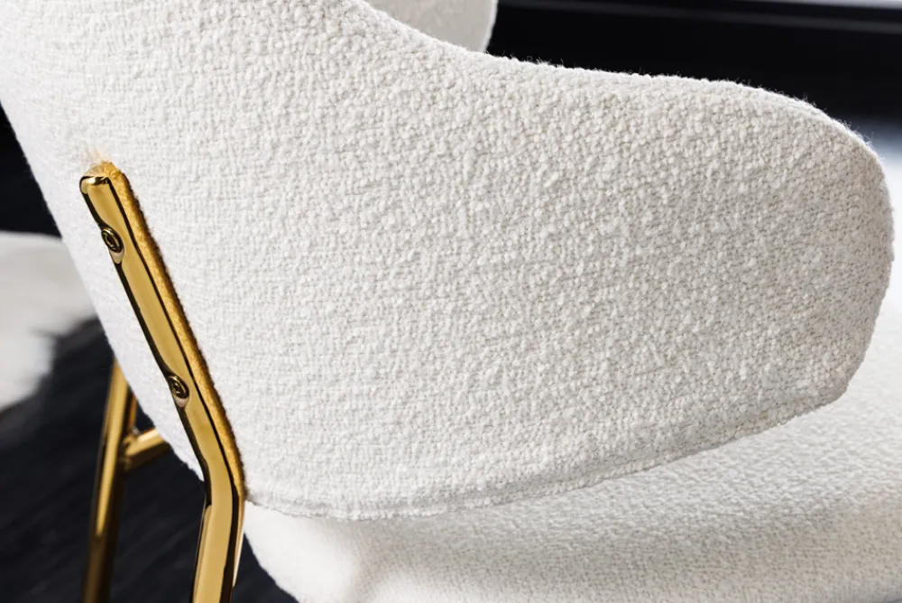 Riess-Ambiente Skandinavisch|Retro Möbel > Design Stuhl VOGUE weiß Bouclé goldene Metallbeine
